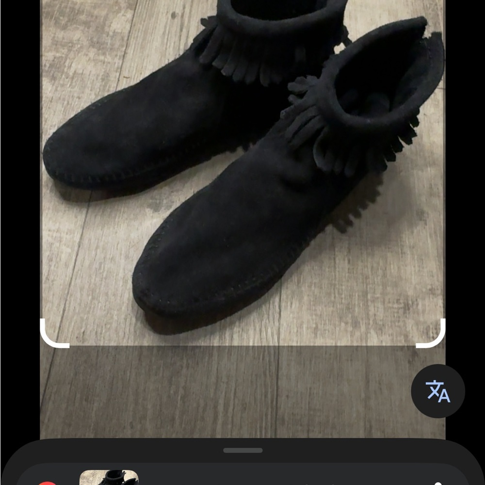 Minnetonka Black Suede Fringe Boots